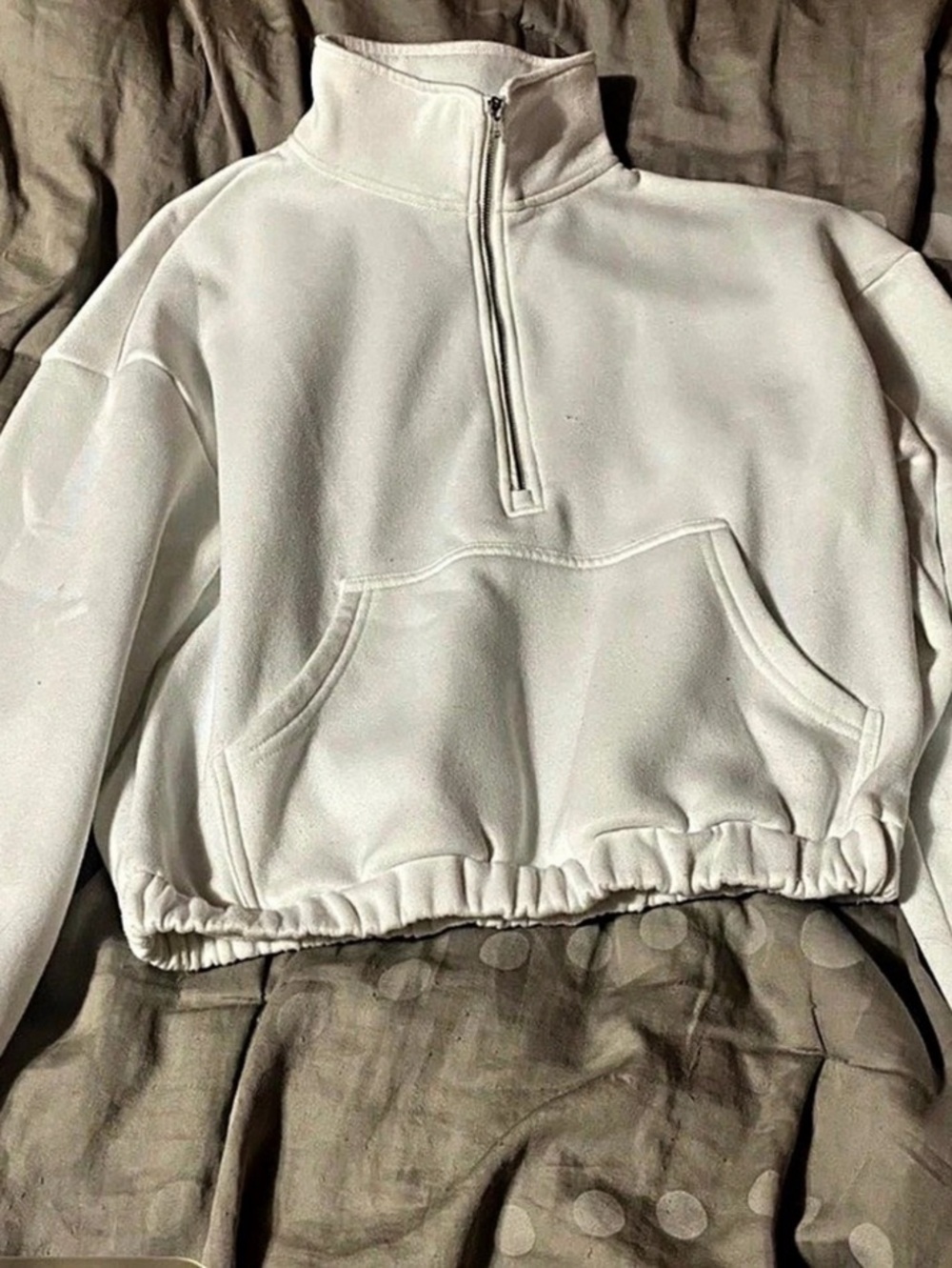 SHEIN Casual Fleece Stand Collar Half-Zip Pocket Loose Long Sleeve Sweatshirt